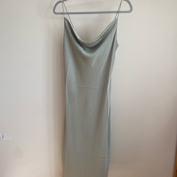 J.ING Pistachio Sage Cowl Neck Midi Slip Dress - Picture 2 of 3